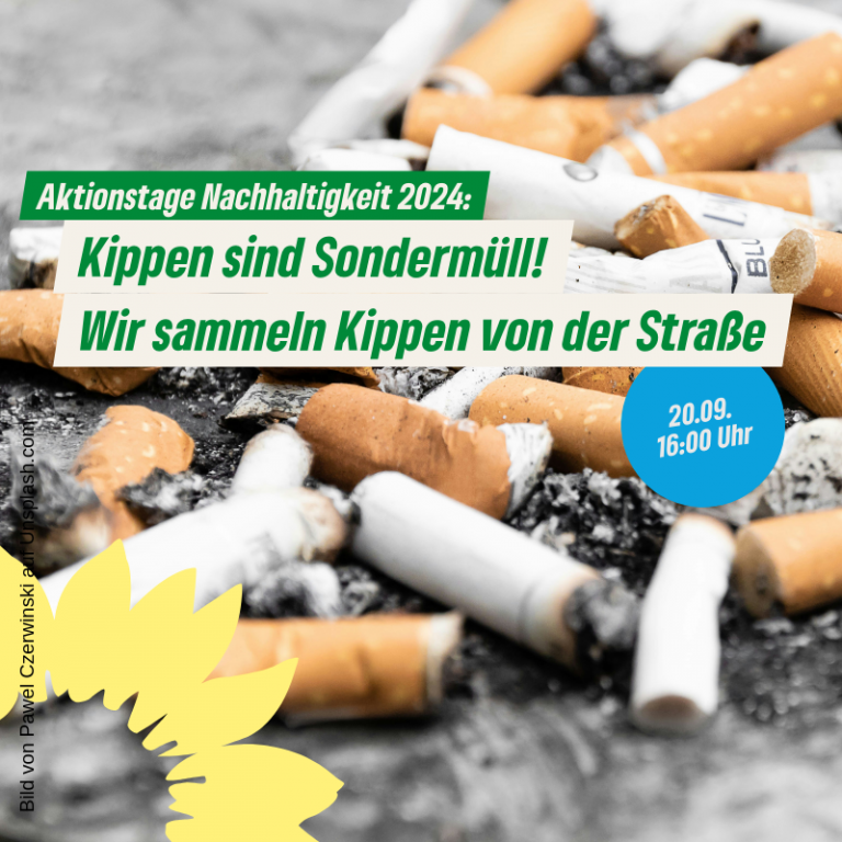 11.09.2024 Pressemitteilung „„Sondermüll! Wir sammeln Kippen von der Straße“ – Viersener Grüne laden zu Sammelaktion ein“